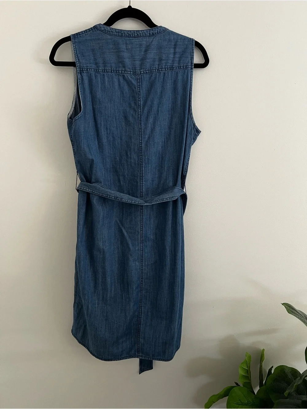 J.Crew Blue Denim Sleeveless Shirt Dress with Tie Waist | Size M